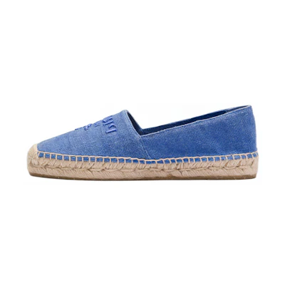 (W) Prada Embroidered Logo Linen Sole Shoes 'Light Blue'