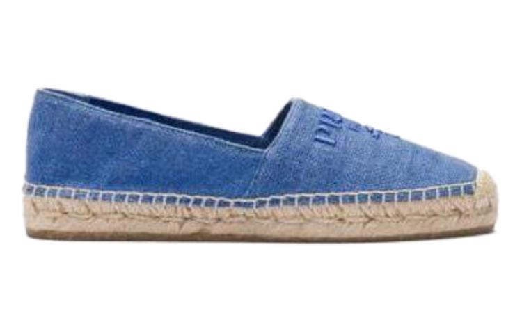 (W) Prada Embroidered Logo Linen Sole Shoes 'Light Blue' 圖 2