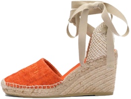 (Women) Prada Embroidered Logo Wedge High Heels 'Orange' 1IZ045_376_F0049_F_090 (Women) Prada Embroidered Logo Wedge High Heels 'Orange' 1IZ045_376_F0049_F_090