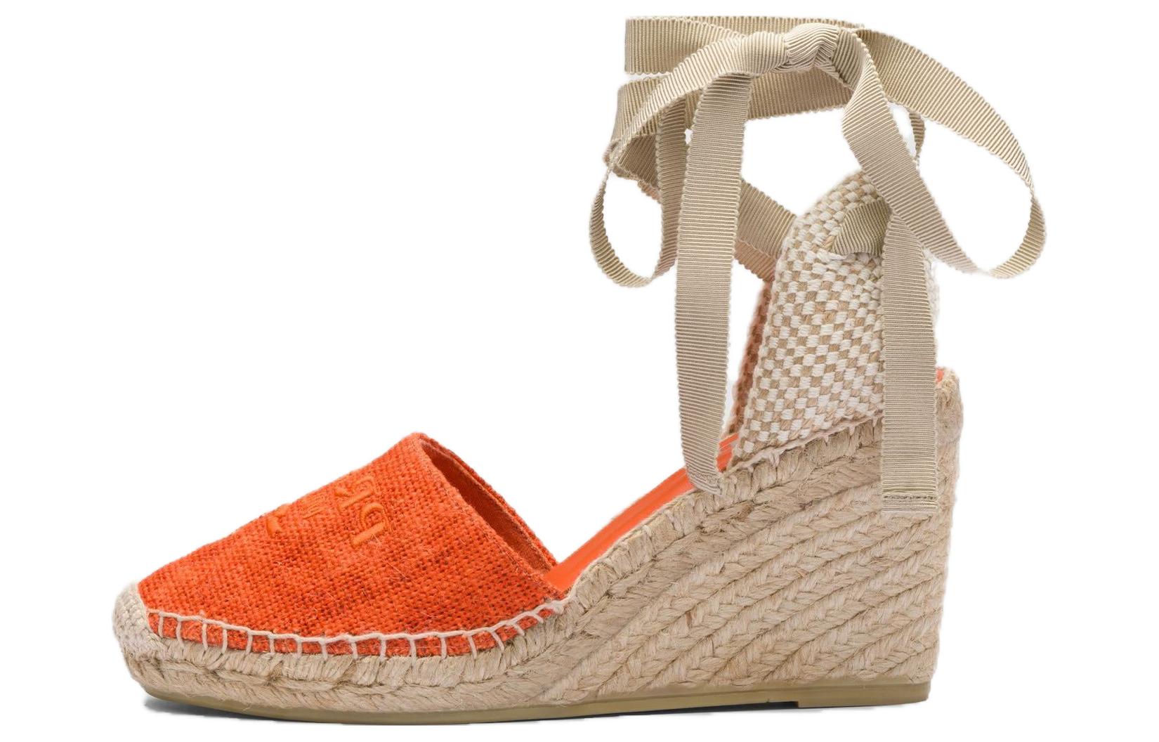 (Women) Prada Embroidered Logo Wedge High Heels 'Orange' 1IZ045_376_F0049_F_090