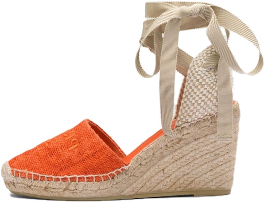 (Women) Prada Embroidered Logo Wedge High Heels 'Orange' 1IZ045_376_F0049_F_090 Buy (Women) Prada Embroidered Logo Wedge High Heels 'Orange' 1IZ045_376_F0049_F_090
