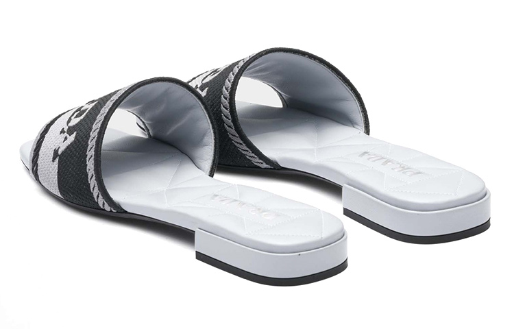 (W) Prada Embroidered Open-Toe Black Blue 'Fashion Slide' 圖 5