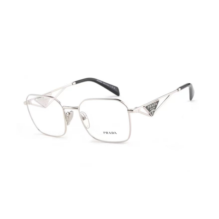 (Women) PRADA Eyeglasses Women Silver Irregular Frame with Logo Optical Glasses SPRA51V-1BC1O1