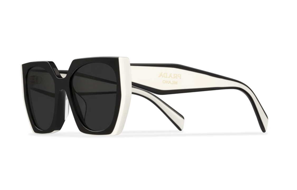 (Women) PRADA Eyewear Irregular Black Sunglasses with Letter Decorated Temples SPR15WF-09Q-5S0 圖 2