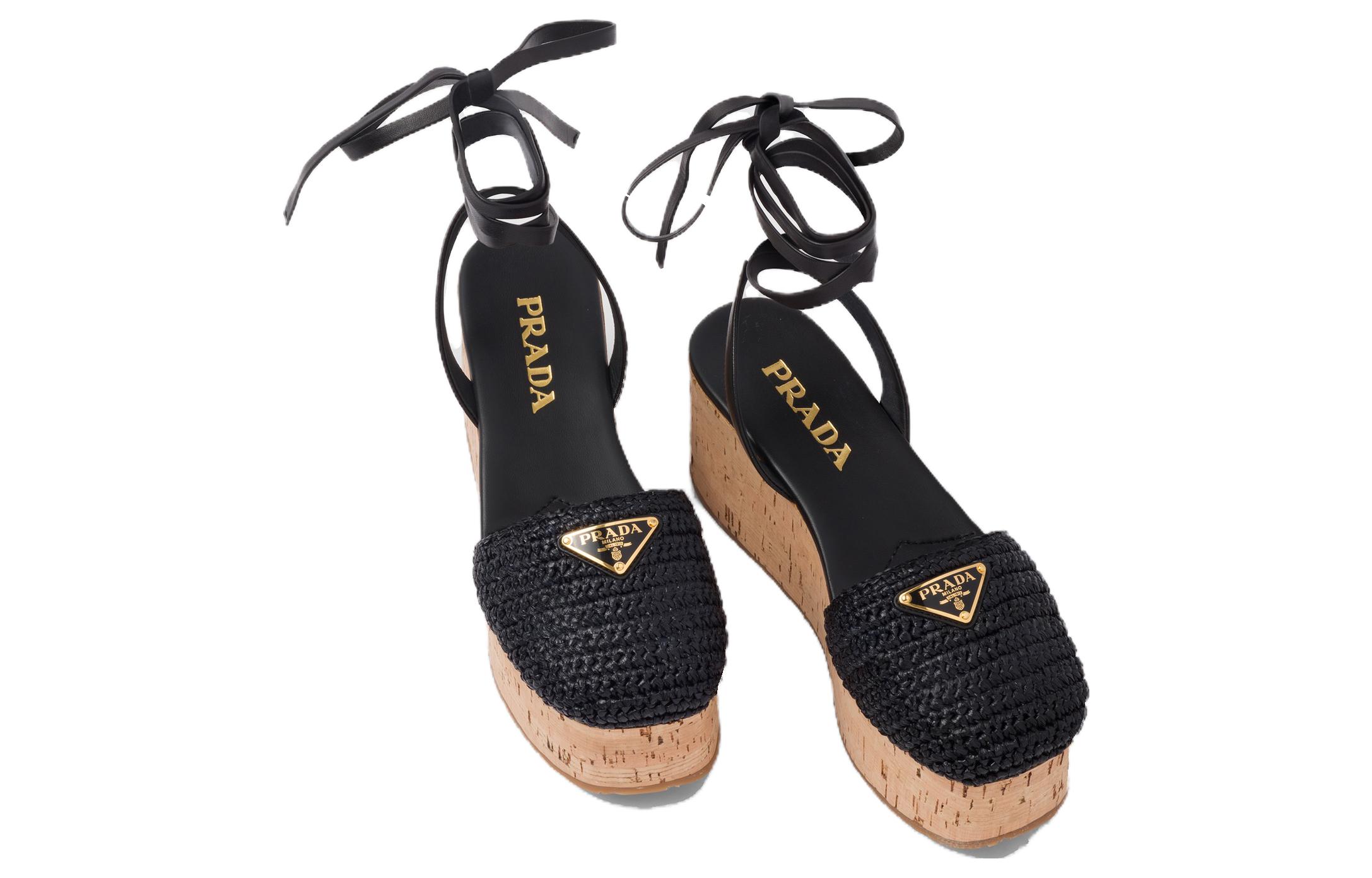 Lookbook (W) Prada Sandalia Negra de Cuña con Hebilla y Punta Redonda 'Moda' 1XZ760_70N_F0002_F_075