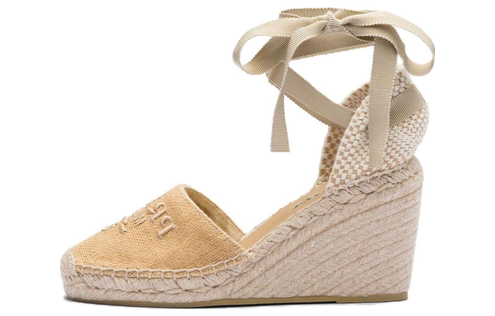 (Women) Prada Fabric Lace-Up Round Toe Fashion 'Wedge High Heel 9cm Light Brown' 1IZ045_376_F0ESE_F_090