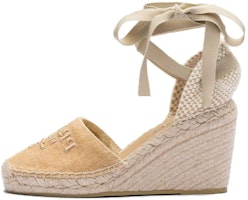(Women) Prada Fabric Lace-Up Round Toe Fashion 'Wedge High Heel 9cm Light Brown' 1IZ045_376_F0ESE_F_090 (Women) Prada Fabric Lace-Up Round Toe Fashion 'Wedge High Heel 9cm Light Brown' 1IZ045_376_F0ESE_F_090