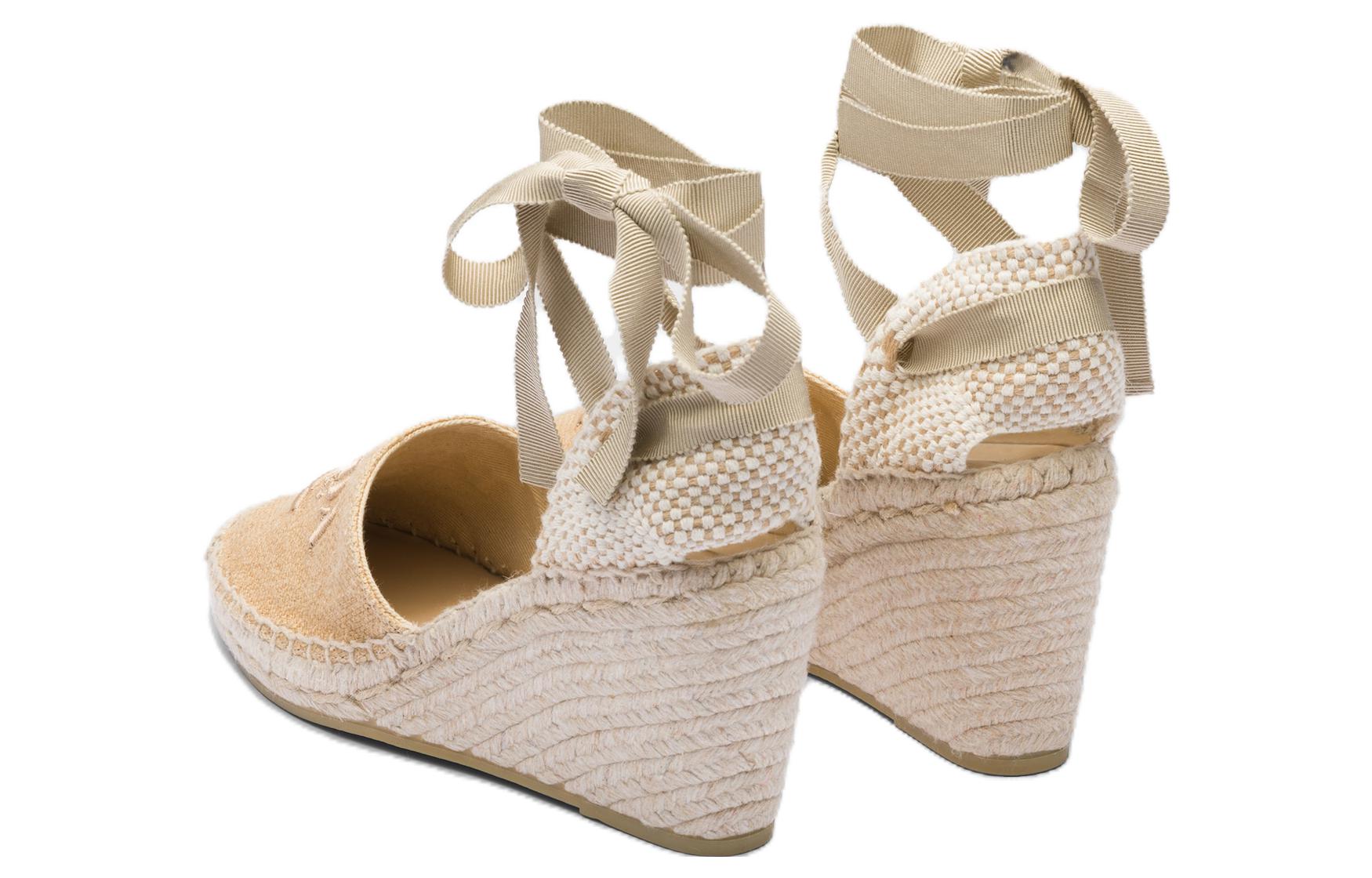 Shop (W) Prada Stoffen Veterschoen Hoge Hakken 9cm Lichtbruin Wedge Schoenen 1IZ045_376_F0ESE_F_090