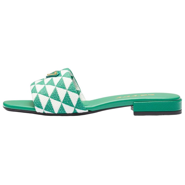 (W) Prada Fabric Logo Slide 'Green Fashion'