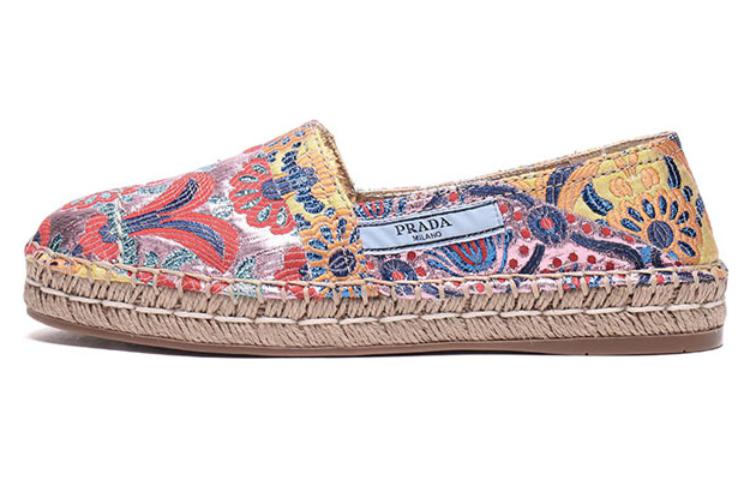 (Women) Prada Fabric Print Espadrille Flats 'Color-Block' 1S346I_2I2_F0566_F_020