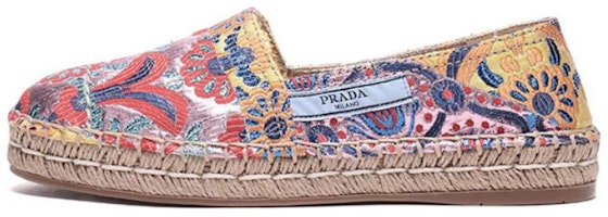 (Women) Prada Fabric Print Espadrille Flats 'Color-Block' 1S346I_2I2_F0566_F_020 (Women) Prada Fabric Print Espadrille Flats 'Color-Block' 1S346I_2I2_F0566_F_020