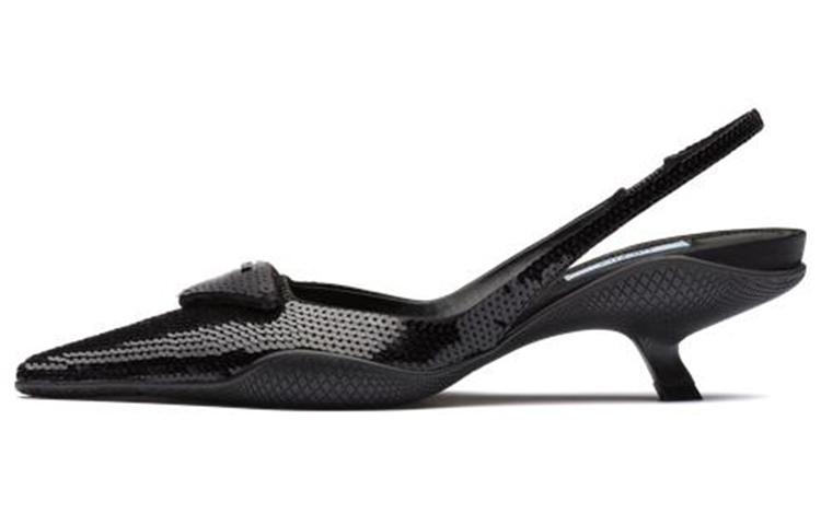 (W) Prada Fabric Sandals with Sequins 'Black Fashion'