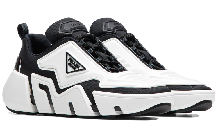 (W) Prada Fabric Sneakers 'Black and White' 圖 3