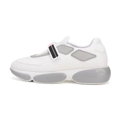 (W) Prada Fabric Sneakers 'White Silver Grey'