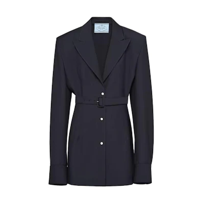 (Women) Prada Fashion Long-Sleeve Single-Breasted Jacket Navy Blue P565OH-1P3Z-F0008-S-OOO