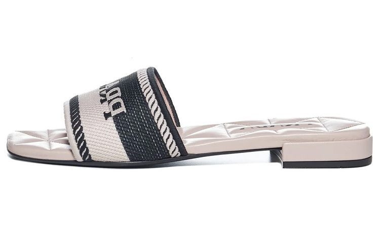 (W) Prada Fashion Sandals 'Logo Embroidery Black Cream'