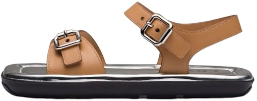 (Women) Prada Flat Buckle Fashion Sandals 'Leather Square Toe Brown' 1X849M_248_F0P9G_F_D020 (Women) Prada Flat Buckle Fashion Sandals 'Leather Square Toe Brown' 1X849M_248_F0P9G_F_D020