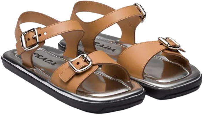 (W) Prada Platte Gesp Sandalen ''Leren Vierkante Neus Bruin'' 1X849M_248_F0P9G_F_D020 Order (W) Prada Platte Gesp Sandalen ''Leren Vierkante Neus Bruin'' 1X849M_248_F0P9G_F_D020