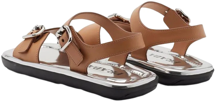 (W) Prada Platte Gesp Sandalen ''Leren Vierkante Neus Bruin'' 1X849M_248_F0P9G_F_D020 Shop (W) Prada Platte Gesp Sandalen ''Leren Vierkante Neus Bruin'' 1X849M_248_F0P9G_F_D020