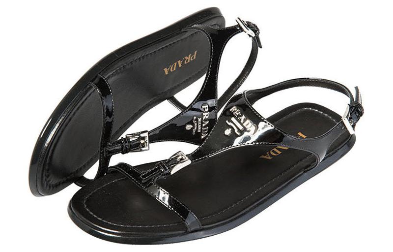 Shop (W) Prada Sandal Gesper Rata 'Fesyen Hitam' 1X282H-JHR-F0002