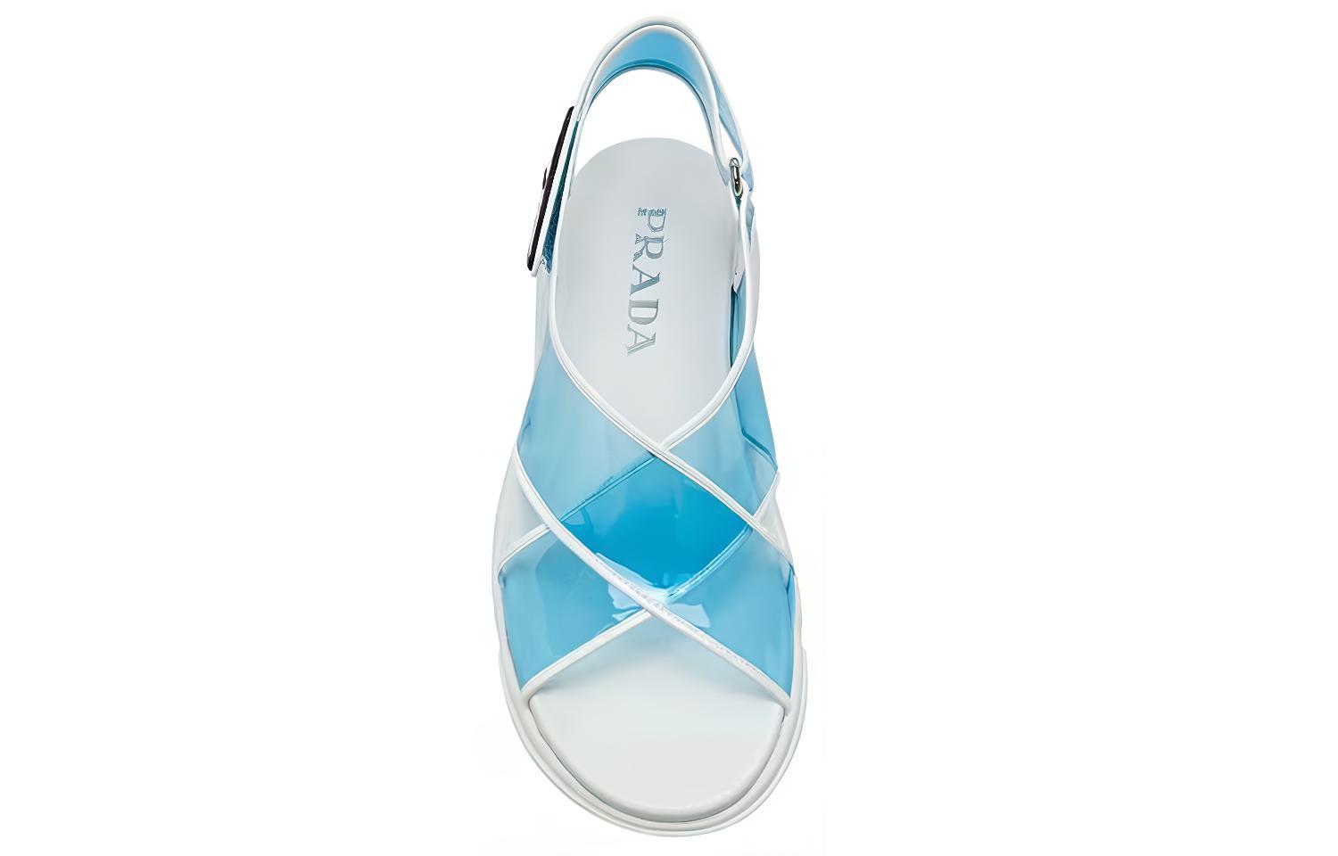 Shop (W) 프라다 블루 플랫 샌들 (Prada Blue Flat Sandals) 1X470L_3AAU_F0012_F_040