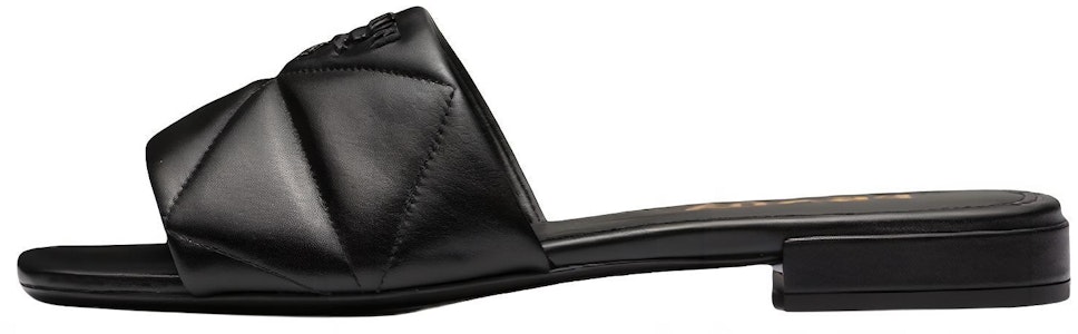 (W) Sandalias Planas de Cuero Prada 'Logo Metálico - Negro' 1XX583_038_F0002_F_B010 Buy (W) Sandalias Planas de Cuero Prada 'Logo Metálico - Negro' 1XX583_038_F0002_F_B010