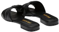 Lookbook (W) Prada Flache Ledersandalen ''Metall-Logo - Schwarz'' 1XX583_038_F0002_F_B010