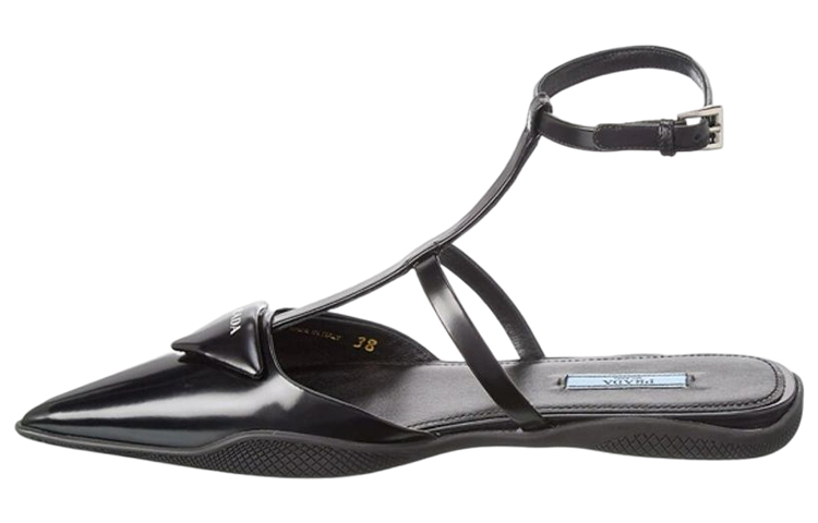 (W) Prada Flat Mules 'Black Leather'