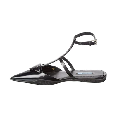 (W) Prada Flat Mules 'Black Leather'
