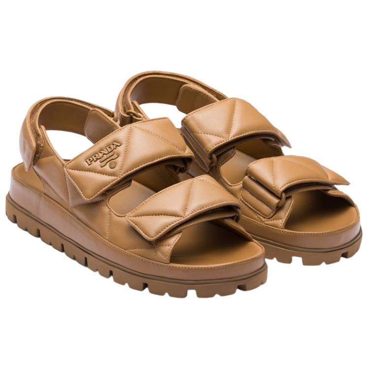 (W) Prada Flat Sandal 'Leather Logo - Brown' 圖 3