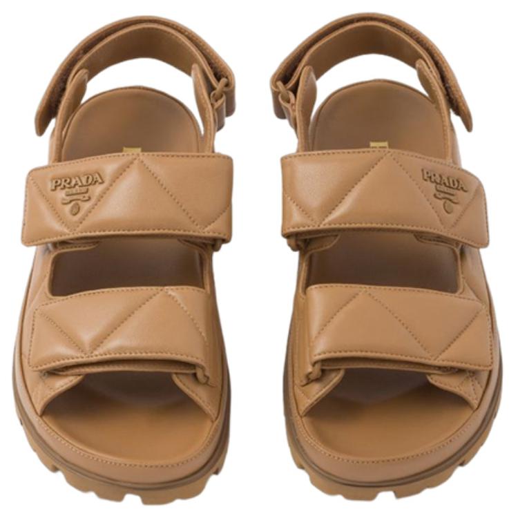 (W) Prada Flat Sandal 'Leather Logo - Brown' 圖 4