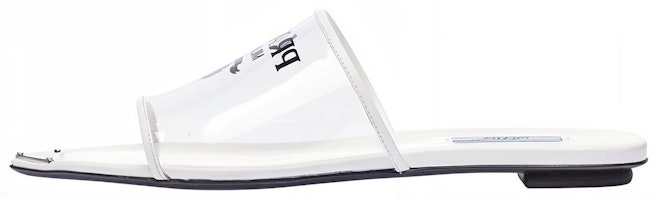 (Women) Prada Flat Sandals 'Logo Print - White' 1XX636_3LK3_F0009_F_005 (Women) Prada Flat Sandals 'Logo Print - White' 1XX636_3LK3_F0009_F_005