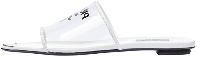 (Women) Prada Flat Sandals 'Logo Print - White' 1XX636_3LK3_F0009_F_005 (Women) Prada Flat Sandals 'Logo Print - White' 1XX636_3LK3_F0009_F_005