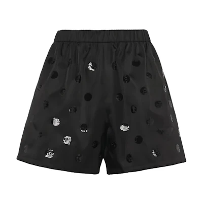(Women) PRADA FW21 Black Sequin Polka Dot Casual Shorts. 22R757-1Z5G-F0002-S-221