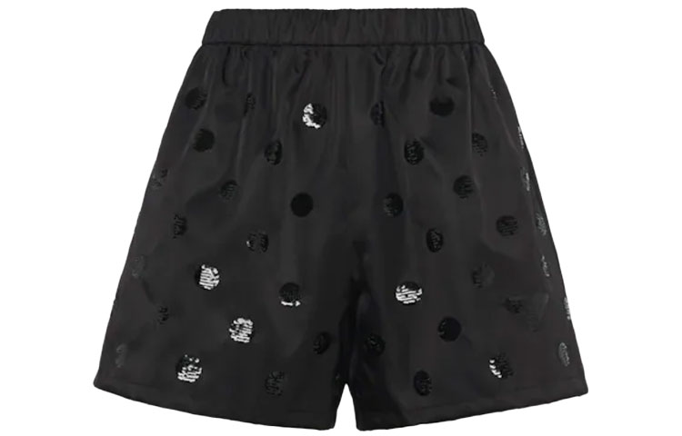 Order (W) PRADA FW21 Shorts Negros Casual con Lentejuelas y Lunares. 22R757-1Z5G-F0002-S-221