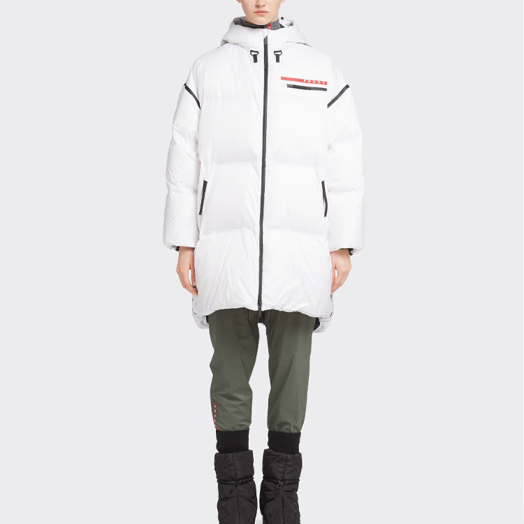 Lookbook (Women) PRADA FW21  Oversized Long Nylon Down Jacket - White 29Y985-1ZT6-F027K-S-212