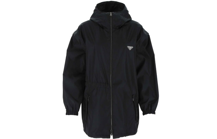 (Women) PRADA FW21 Black Hooded Jacket with Detachable Sleeves. 291828-1WQ8-F00YE