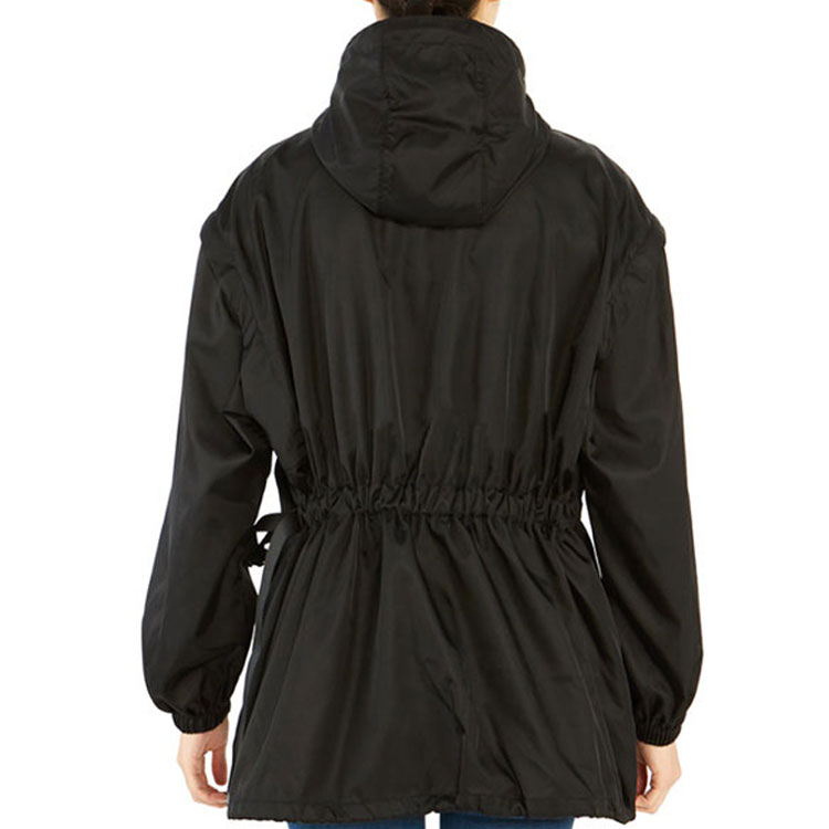 Purchase (Women) PRADA FW21 Black Hooded Jacket with Detachable Sleeves. 291828-1WQ8-F00YE