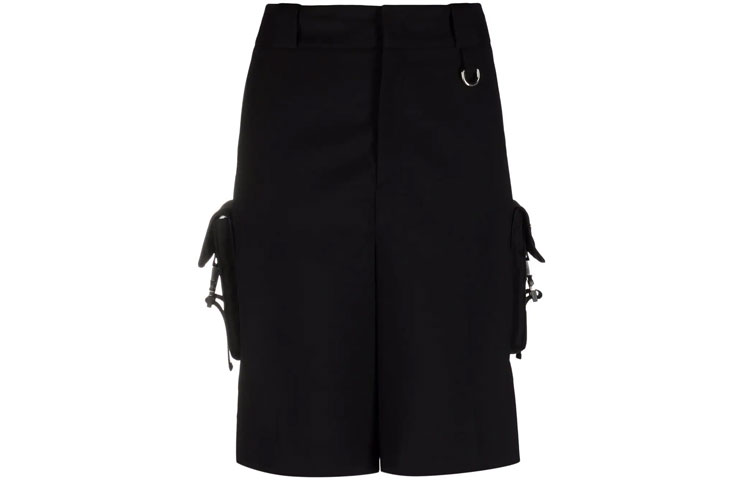 Order (W) PRADA FW21 黑色標誌膝上工裝短褲。 P281E1-ZFHS2-12