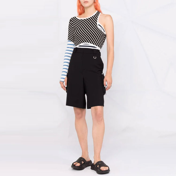 Lookbook (W) PRADA FW21 黑色標誌膝上工裝短褲。 P281E1-ZFHS2-12