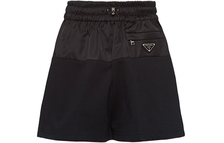 Order (W) PRADA FW21黑色宽松短裤，标志性Logo及纯色设计. 132353-1YYA-F0806-S-212