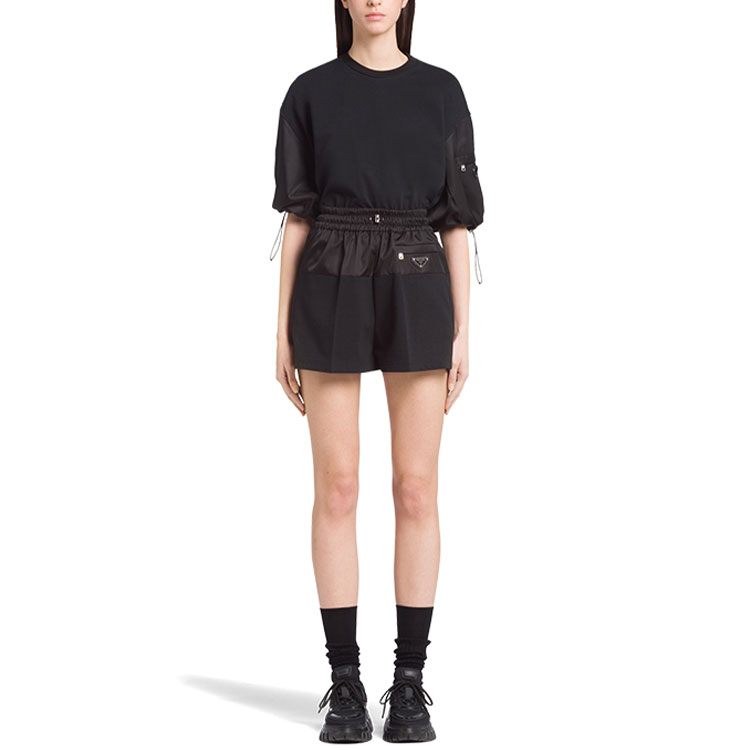 Lookbook (W) PRADA FW21黑色宽松短裤，标志性Logo及纯色设计. 132353-1YYA-F0806-S-212