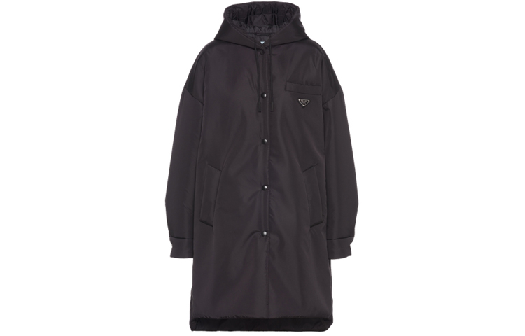 Order (Women) PRADA FW21 Black Recycled Nylon Hooded Coat Casual Style. 291960-1WQ9-F0002-S-212