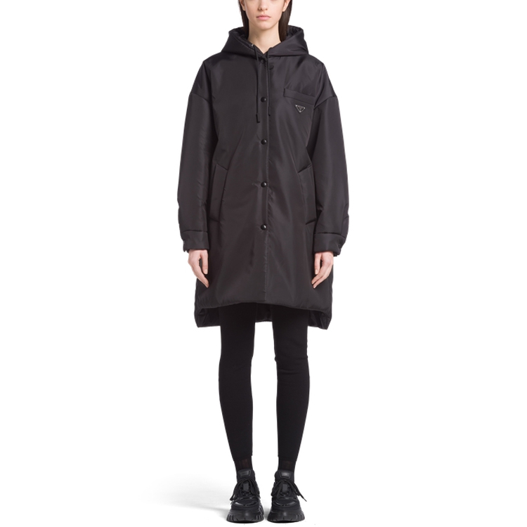Lookbook (Women) PRADA FW21 Black Recycled Nylon Hooded Coat Casual Style. 291960-1WQ9-F0002-S-212
