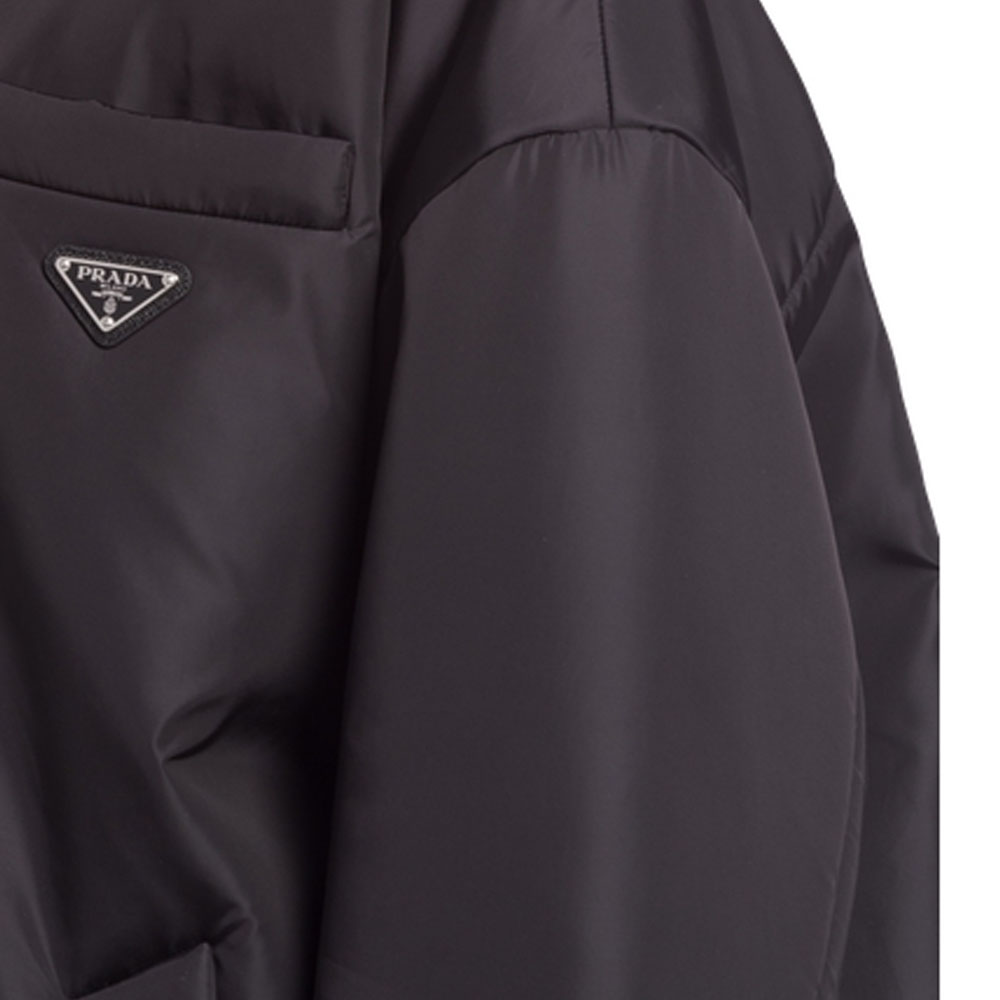 Sizing (Women) PRADA FW21 Black Recycled Nylon Hooded Coat Casual Style. 291960-1WQ9-F0002-S-212