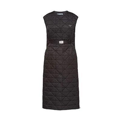 (Women) PRADA FW21 Black Sleeveless Dress with Logo Detail. 291923S2021WQ8-F0002