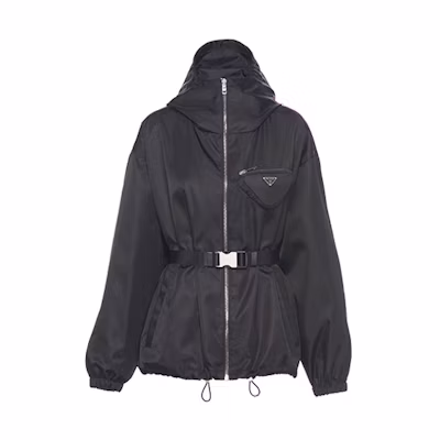 (Women) PRADA FW21 Re-Nylon Black Hooded Jacket 291964-1WQ8-F0002-S-212