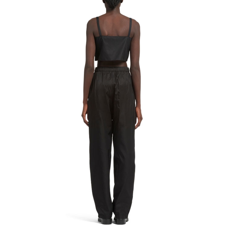 Shop (Women) PRADA FW21 Straight-Cut Casual Trousers Black 22H867-1WQ8-F0002-S-221