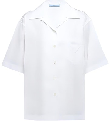 (Women) PRADA FW21 White Short Sleeve Shirt with Logo Patch. P433BYS2021LZC-F0009 Buy (Women) PRADA FW21 White Short Sleeve Shirt with Logo Patch. P433BYS2021LZC-F0009
