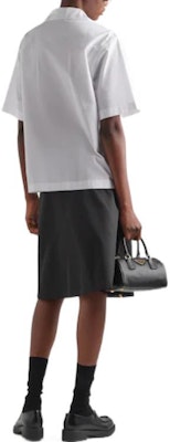 (Women) PRADA FW21 White Short Sleeve Shirt with Logo Patch. P433BYS2021LZC-F0009 Shop (Women) PRADA FW21 White Short Sleeve Shirt with Logo Patch. P433BYS2021LZC-F0009